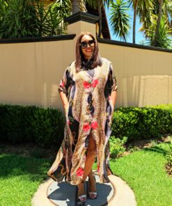 Snake & Roses Satin Shirt Dress